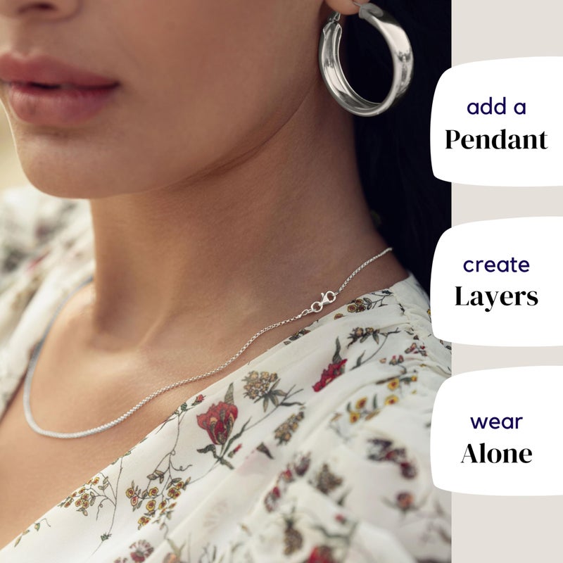 KISPER Sterling Silver Cable Link Chain Necklace â€“Thin, Dainty, Sterling Silver Plated Stainless Steel Jewelry for Women & Men with Spring Ring Clasp, 14" - Image 3